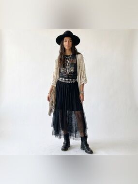 Free People black lace midi /maxi skirt